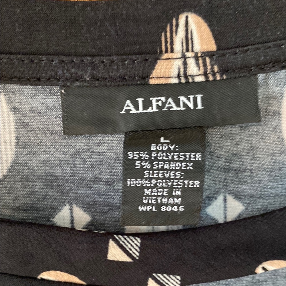 Alfani Black and White Flutter Sleeve Blouse - Picture 2 of 7